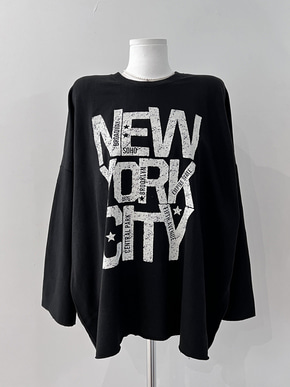 (무배) 뉴욕시티 커팅 롱 루즈핏 티셔츠
