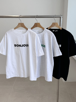 (무배) 봉쥬르 반팔 티셔츠